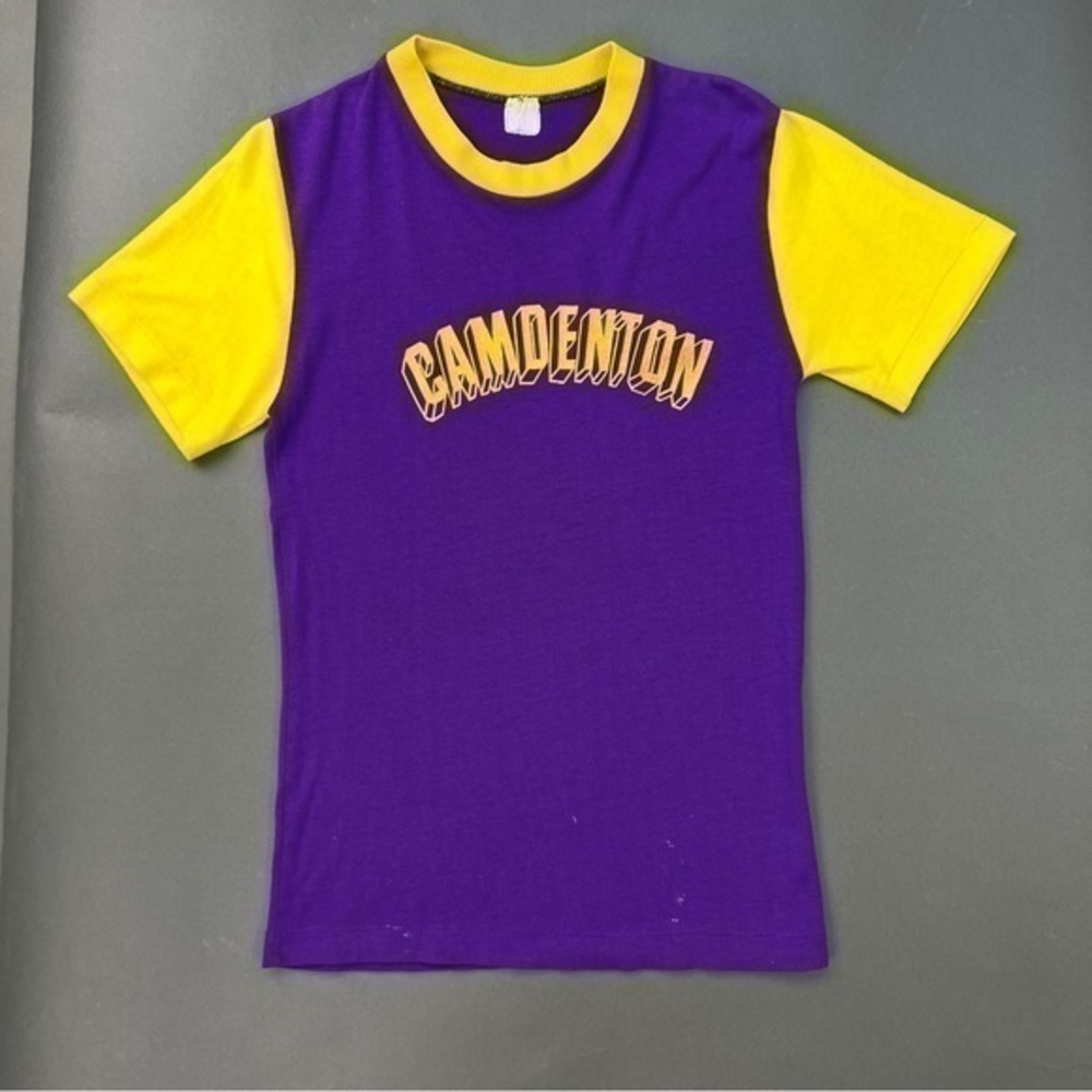 Vintage 1980s Single Stitched Graphic Color Blocked Tee Shirt 🍇 🍋